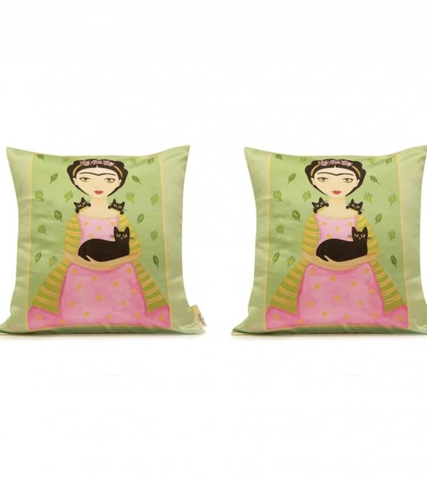 Lady with a Black Cat 2 Cushion Cover
