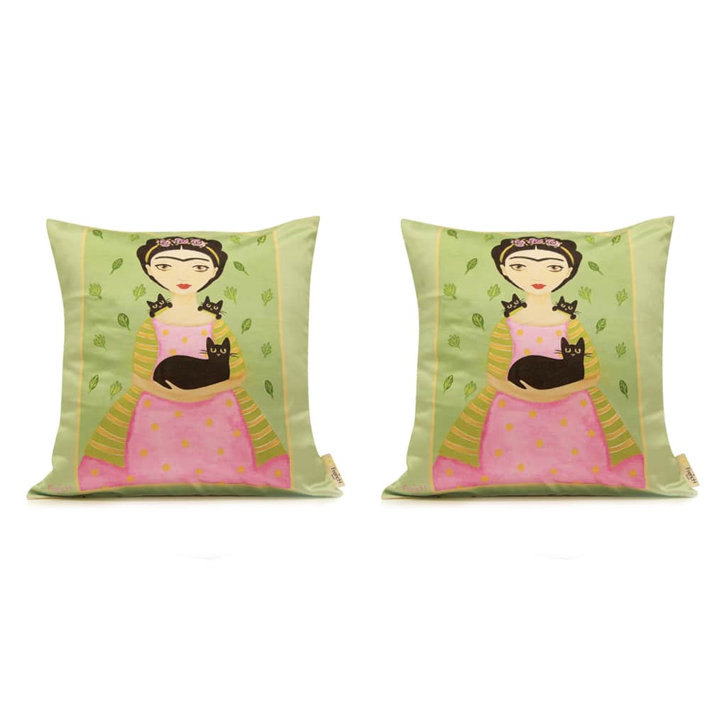 Lady with a Black Cat 2 Cushion Cover
