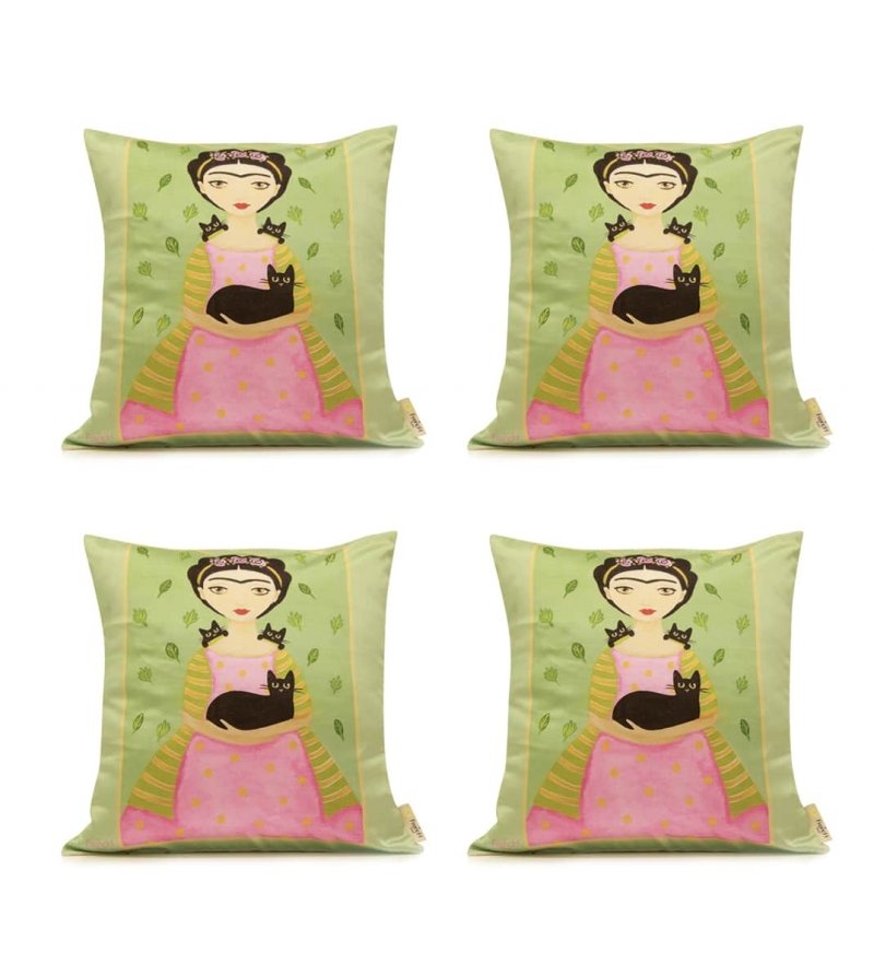 Lady with a Black Cat Cushion Cover