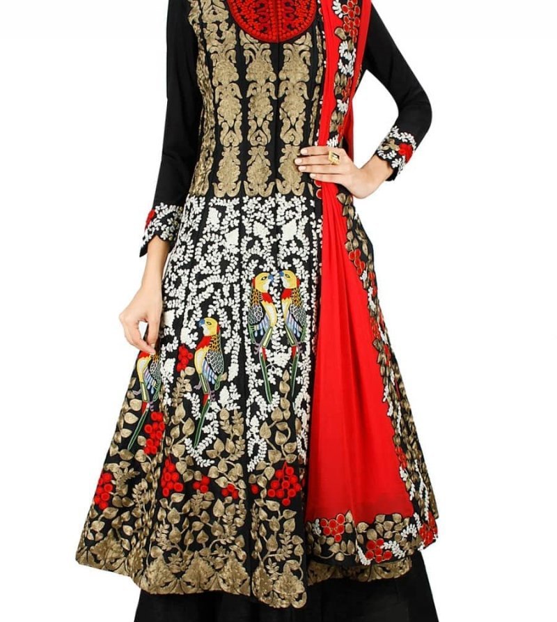 Black Embroidered Lehenga Set with Jacket.