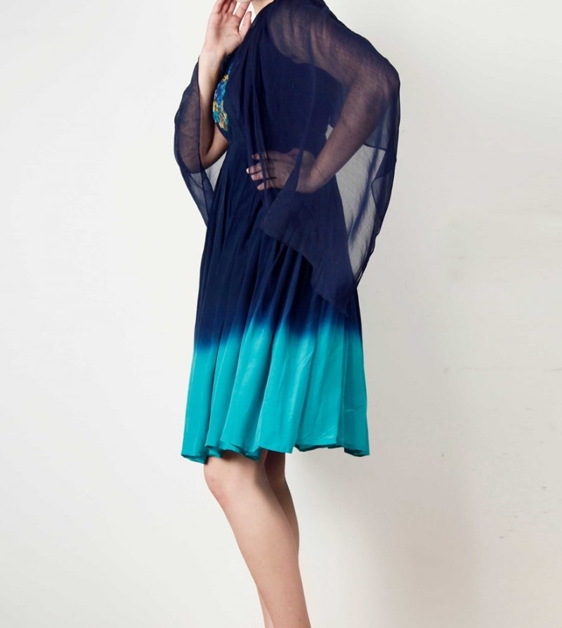  Blue Ombre Georgette Dress