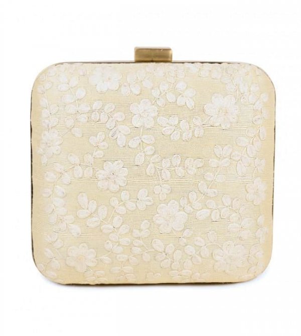 Ivory on Ivory dori embroidered clutch bag
