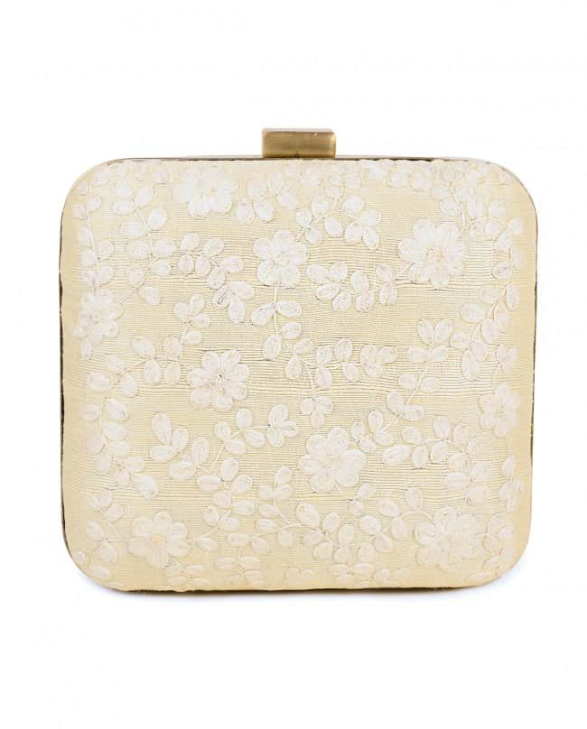 Ivory on Ivory dori embroidered clutch bag