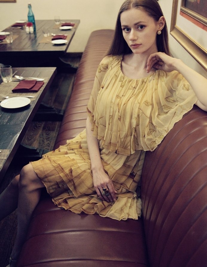 beige georgette layered dress