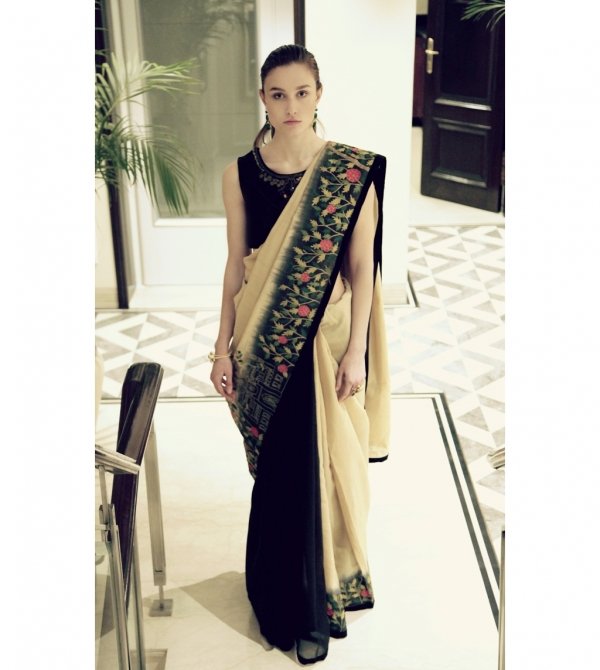 Gold & Black Sari