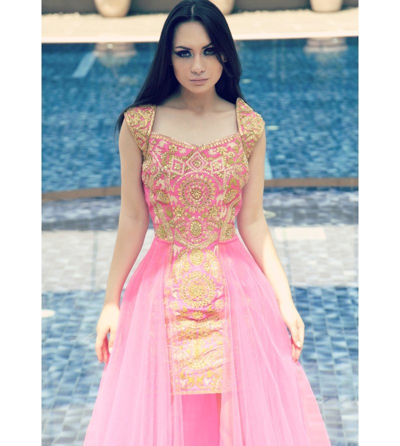 Pink Gotapatti Long Gown