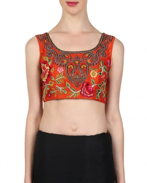 Brick red embroidered blouse