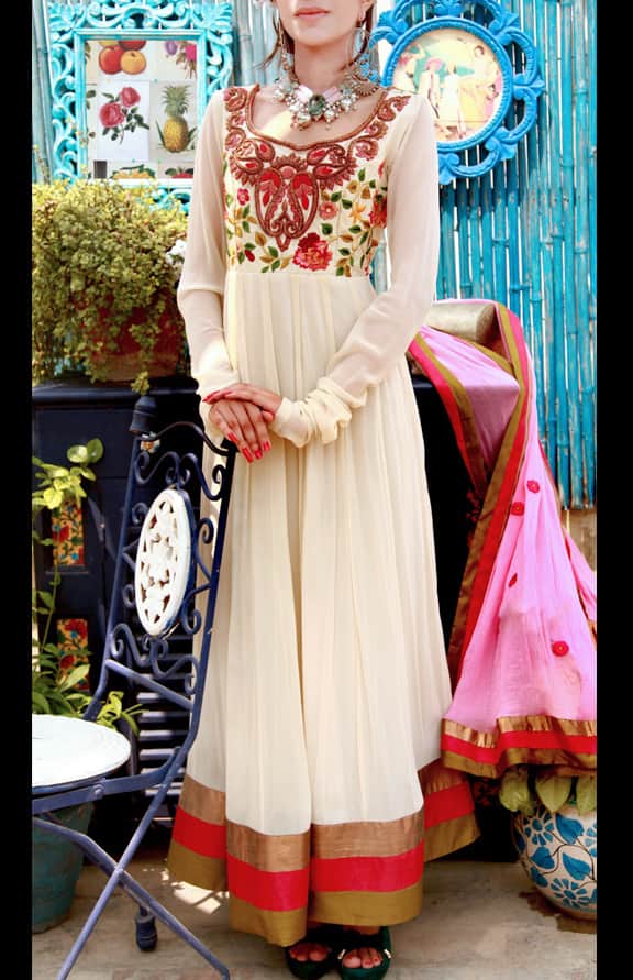 Ivory Queensbury Embroidered Anarkali Set