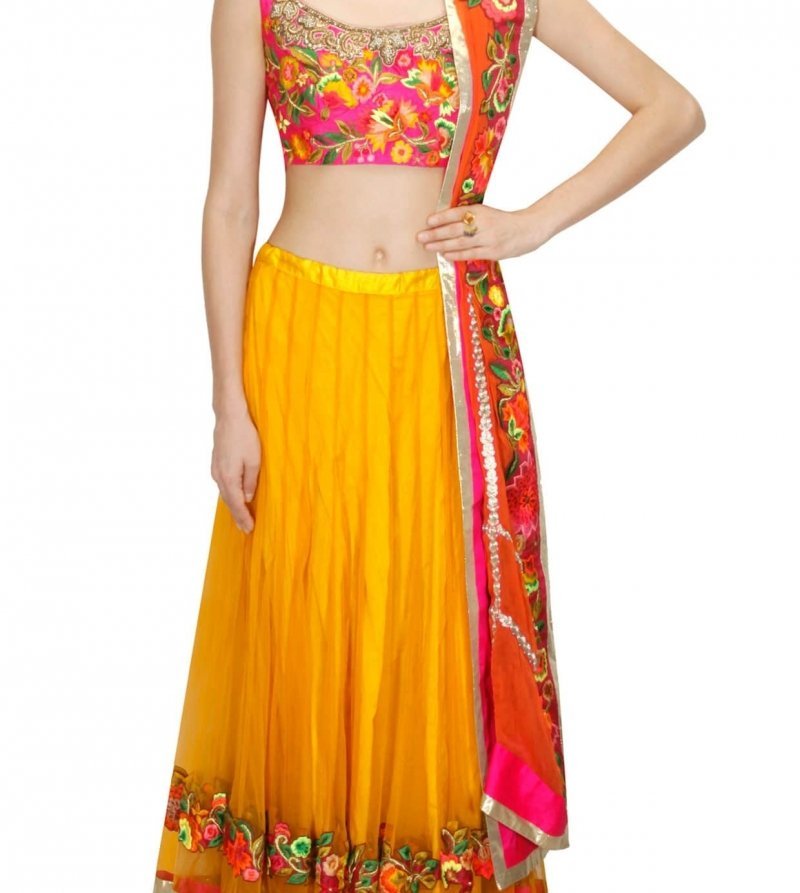 Yellow Embroidered Sangeet Lehenga Set